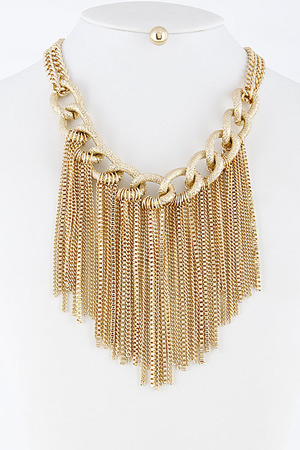 Thick Chain Necklace With Fringes Set 6CAE6